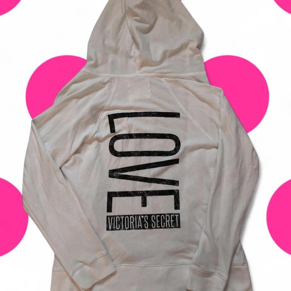 Vintage Victoria’s Secret • White & Black Zip up Jacket LOVE VS Logo • SIZE - XL